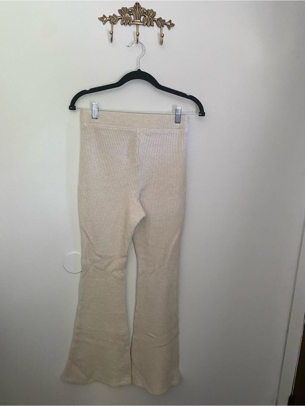 aerie Cream Waffle-Knit Flare Pants